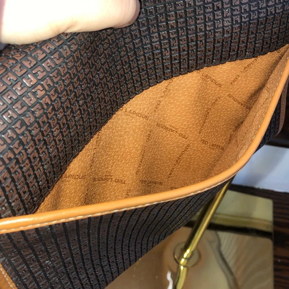 TED LAPIDUS Paris Monogram Leather PVC Crossbody Strap Shoulder Bag RARE HTF